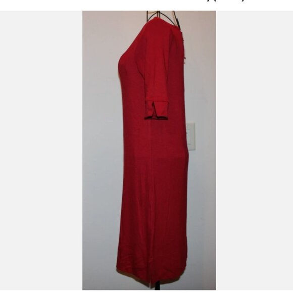 Donna Ricco Red Short Sleeve Dress XS Rayon Back Zip Closure XS Office Career - Picture 4 of 6